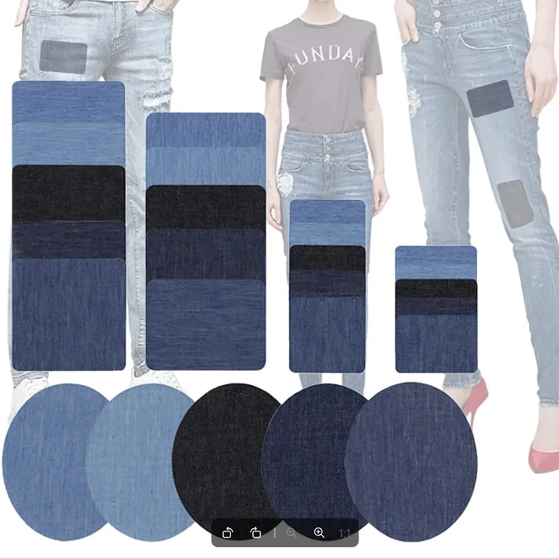 5~25 peças de remendos termocolantes 100% algodão, remendos de tecido jeans para reparo e decoração de calças jeans, kit com 5 cores
