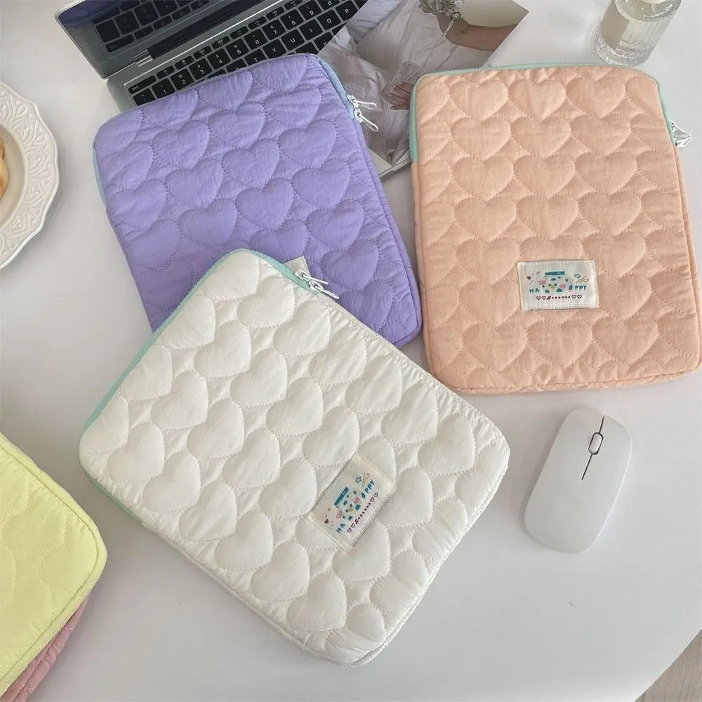 

Quilted Laptop Storage Bag Love Plaid Cartoon Prints Notebook Storage Bag Multicolor Protective Tablet Sleeve Pouch Outdoor
