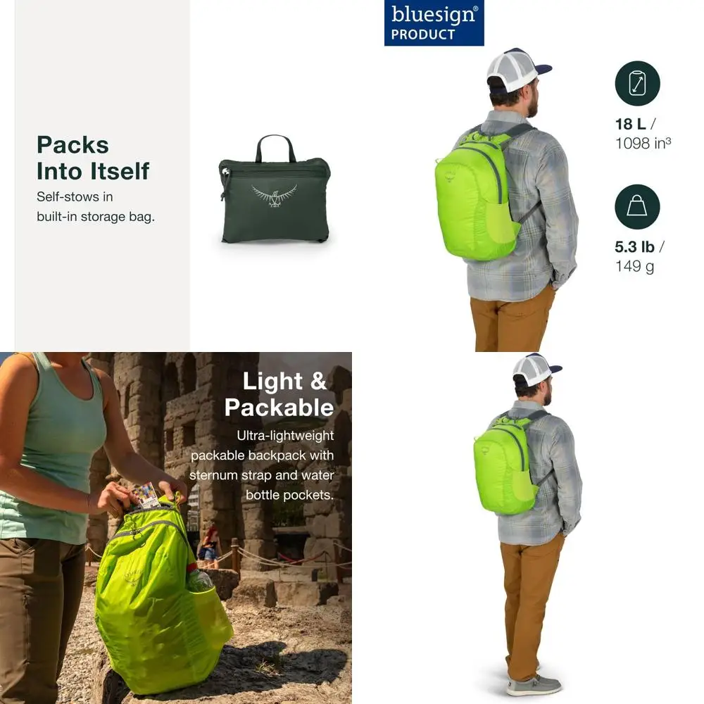 

Compact Travel Backpack - 18L Expandable Daypack for Everyday & Travel Use, Lightweight and Packable, Black