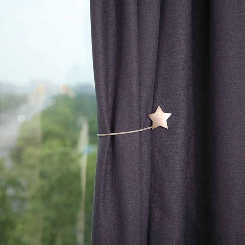 Hebilla magnética para cortina con forma de estrella y Luna, soporte magnético para alzapaños, Clip para cortina de ventana, correa para decoración del hogar