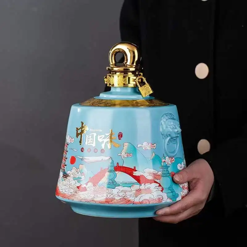 

Boutique wine bottle 0.5kg 2.5 kg Chinese wine bottle Jingdezhen porcelain cap sealedwine bottle wine jar wine can