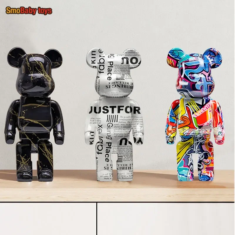 

27cm/10Inches Graffiti Bear Figurine Home Decor Animal Abstract Ornament Storage Money Jar Modern Room Sculpture Table Decor