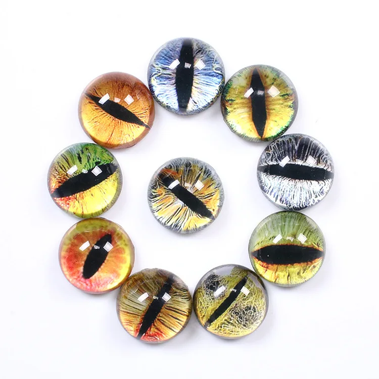 20 unidades/pacote 8mm olhos de vidro para diy costura bonecas artesanato acessórios olho gato dragão dinossauro olho redondo cabochão