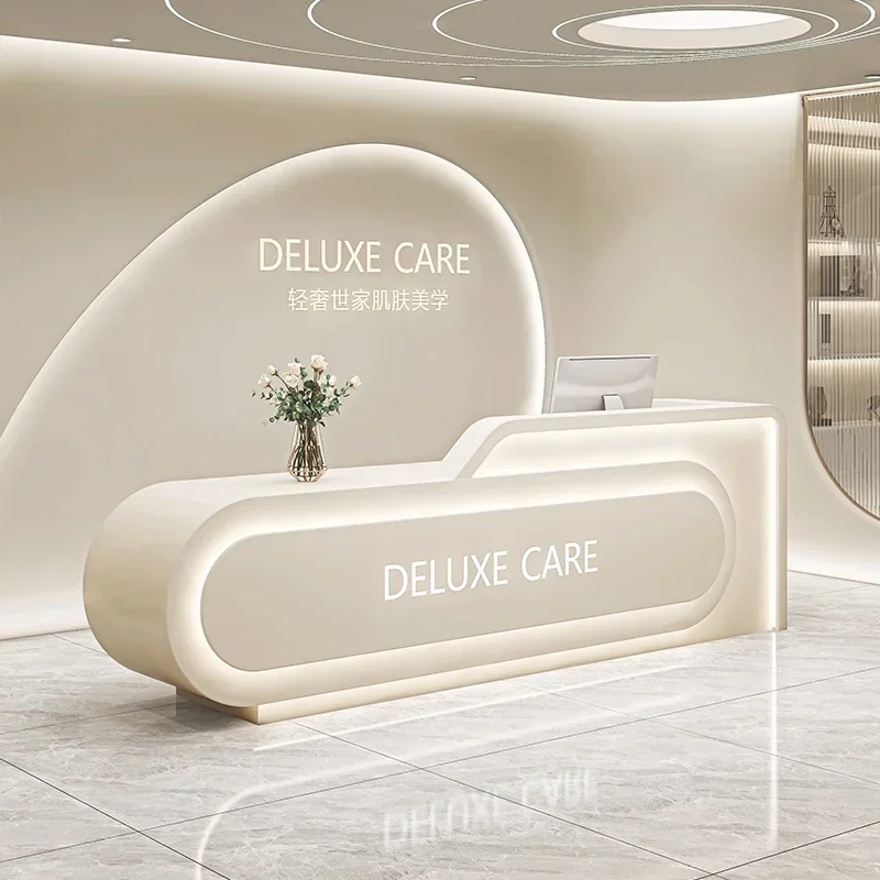 مكاتب الاستقبال على الطراز الكريمي، مكتب الاستقبال، مكاتب الاستقبال، مكاتب الاستقبال، ماكينة تسجيل المدفوعات النقدية، أثاث المكاتب، طاولة Et LLRD