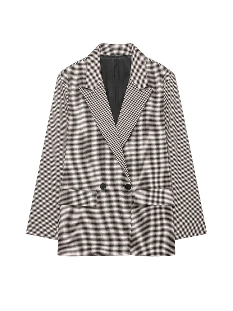 

Женский модный пиджак-блейзер в гусиную лапку, свободного кроя, с длинным рукавом, шикарная верхняя одежда для стильного повседневного образа в стиле Old Money