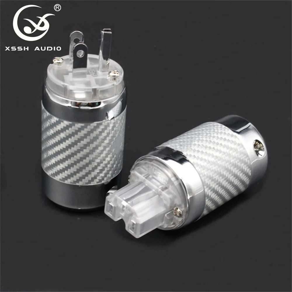Electrical Jack XSSH YIVO Hi-end US EU IEC Carbon Fiber Tellurium Copper Rhodium Plated DIY 3pins AC Power Cord Plug Connectors