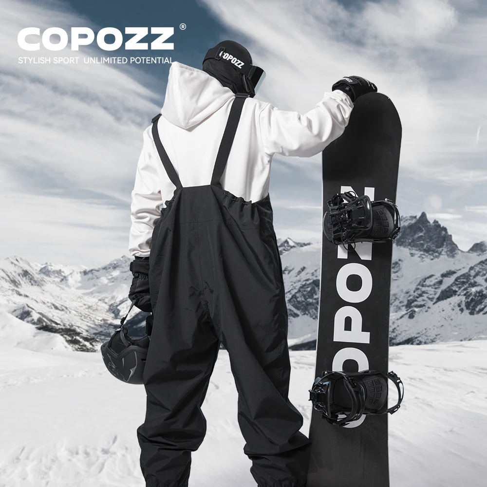 COPOZZ Thicken Snowboard Back Ski Pants All-in-one Oversized Windproof Waterproof Overalls Men Women Warm 3L Outdoor Jumpsuit