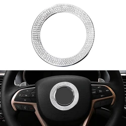 DIYSMART Bling Steering Wheel Emblem Logo Sticker for Jeep Cherokee Grand Cherokee 2022 - 2014 Car Interior Metal Badge Decal
