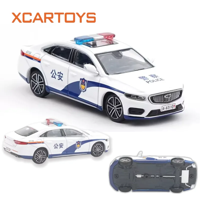 XCARTOYS 1/64 Alloy Toy Simulation Police Car Miniature Diecast Model Collectible Ornament Police Vehicle Model Display Piece