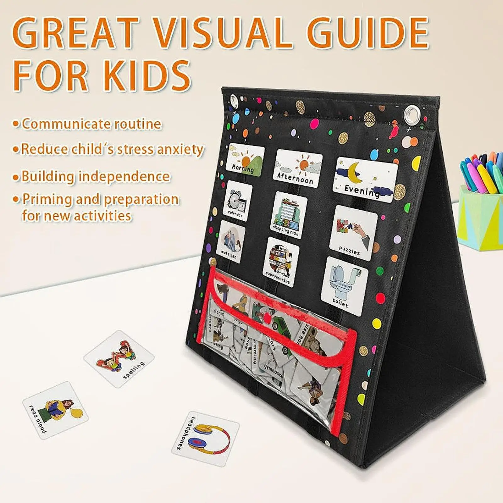 Visual Schedule for Kids Learning Materials Portable Teaching Props Behavioral Routine Chart for School Activity
