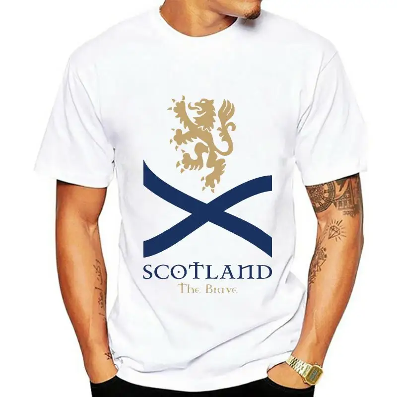 2024 Men T Shirt Fashion O-Neck Summer Short Sleeves Cotton Fashion Scotland The Brave Saltire Printed T-Shirt Men