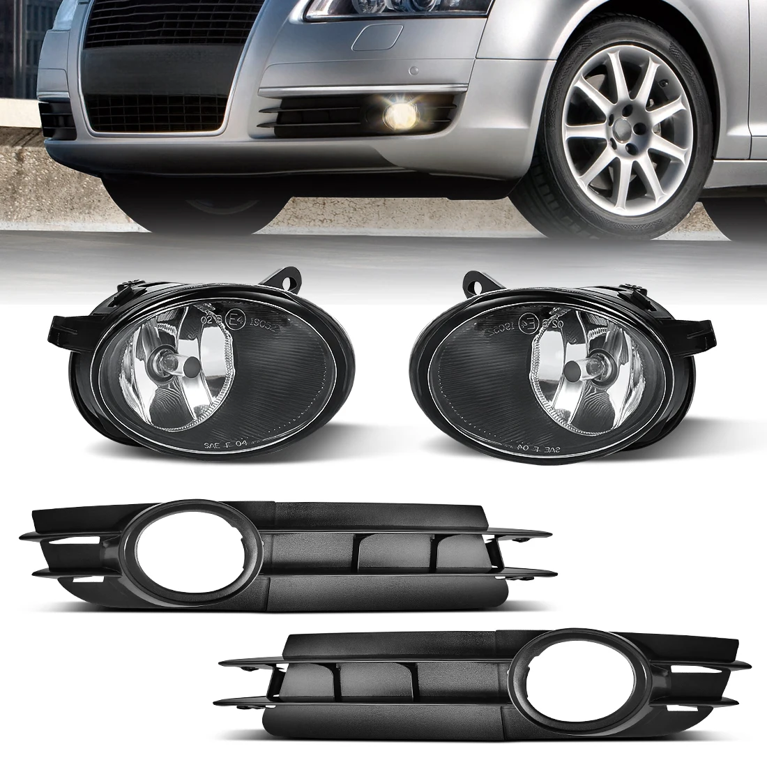 

Противотуманная фара для Audi C6 S8 S6 Allroad A6 Quattro 2005-2008, крышка противотуманной фары, передний бампер, противотуманная фара с крышкой 4F0941700 4F0807681A