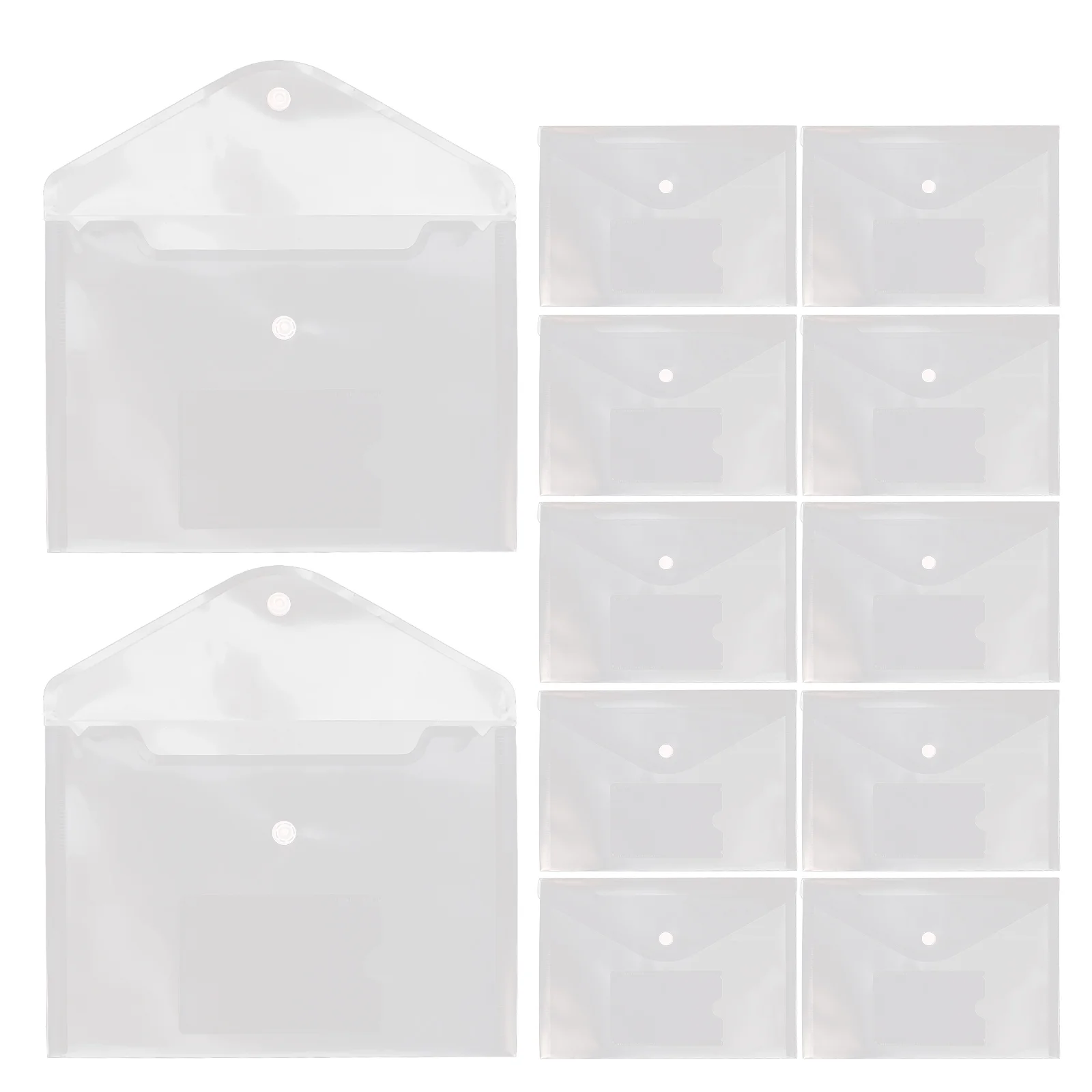 12 Pcs Clear Purse Organizer Button File Bag Envelopes Transparent Document Pocket Office