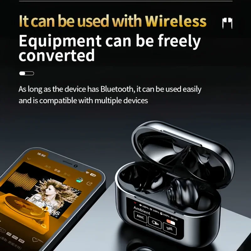 

TWS Новые беспроводные наушники 5,4, портативные игровые спортивные наушники с шумоподавлением, Hi-Fi стереозвук, экран высокой четкости