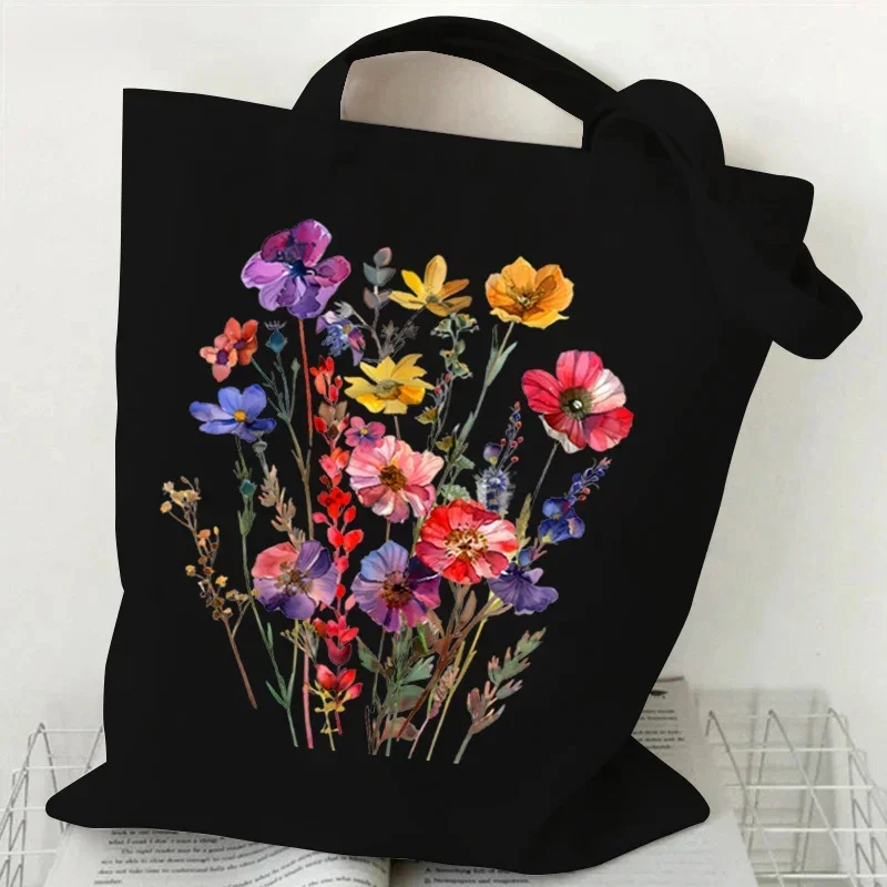 Daisy Rose Lavender Tas Graphics Canvas Tote Bag Vintage Boho Wildflowers Shopper Bag Eco Capacity Travel Shopping Bag