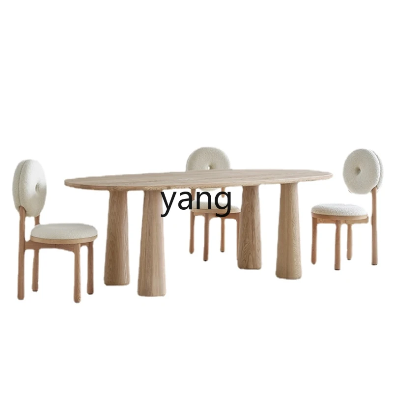 

CX Solid Wood Dining Tables and Chairs Set Wood Color Ash Modern Simple Home Rice Table