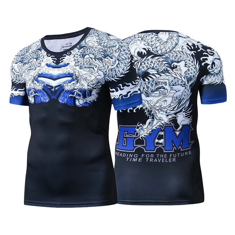 Men's MMA Jiu-Jitsu Tracksuit Gym Fitness Running Compression Set Boxing Shorts Rashguard Leggings Breathable Fighting Uniform