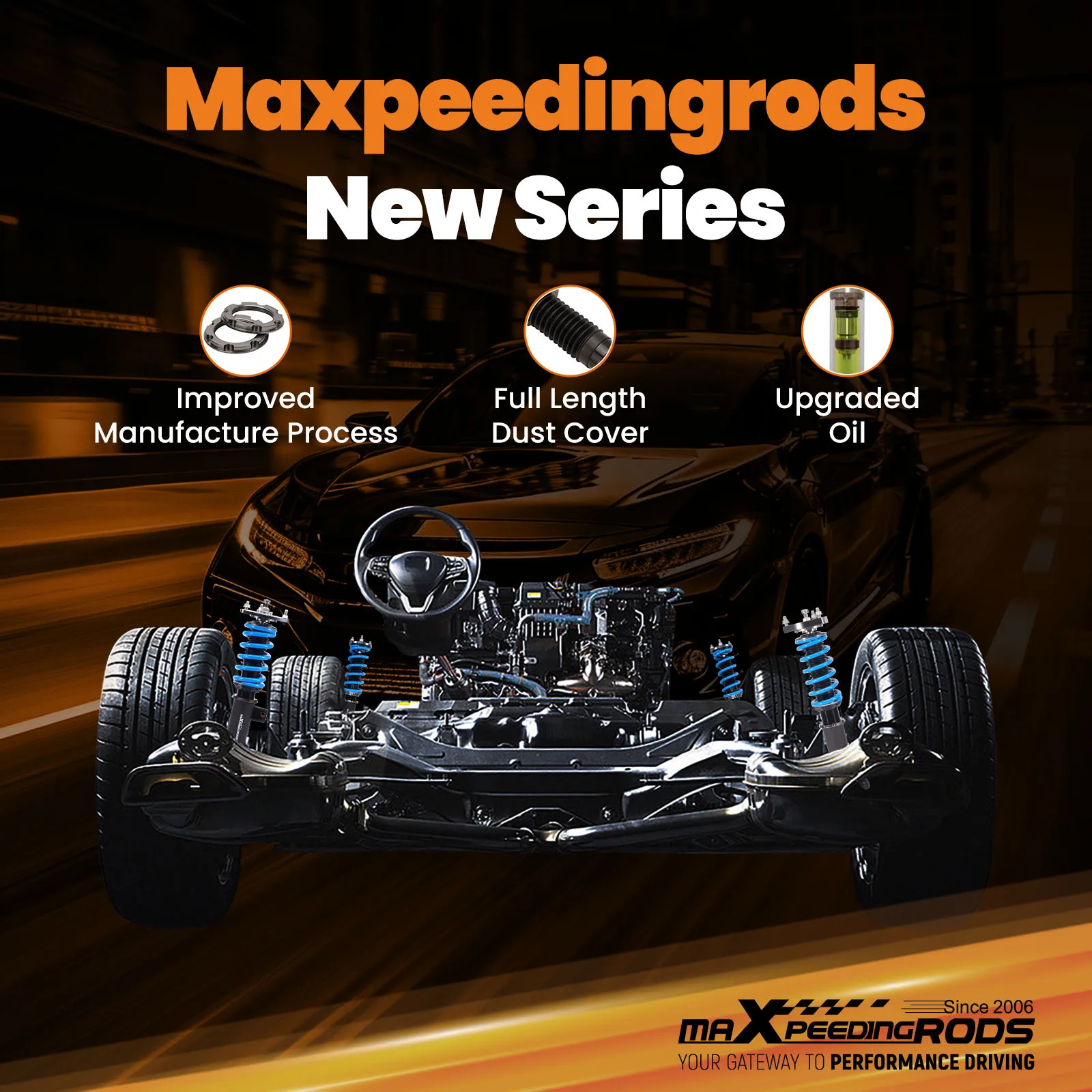 

MaXpeedingrods T6 Coilovers Suspension 24 Way Damper Kit for Honda Accord 13-17