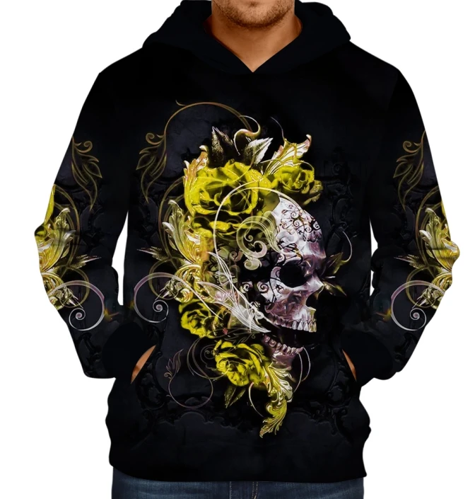 

Men's hoodie 3D printed skull casual sweatshirt Outdoor casual hoodie Hip-hop men's oversized hoodie