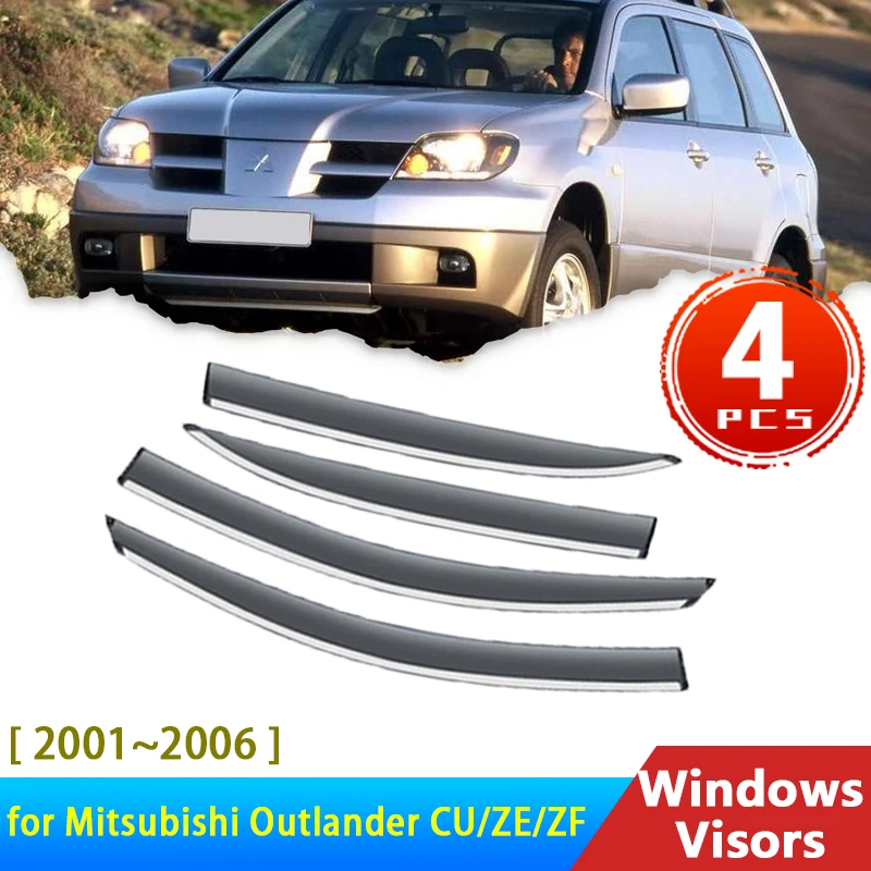 Windshield for Mitsubishi Montero Outlander Airtrek CU ZE ZF 1 I 2001~2006 Accessories Deflectors Rain Eyebrow Car Window Visor