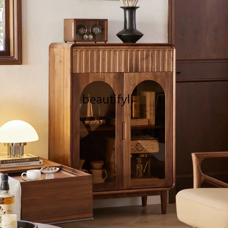 

x11North American black walnut, living room wall rack solid wood display cabinet household wine storage cabinet TV cabinet