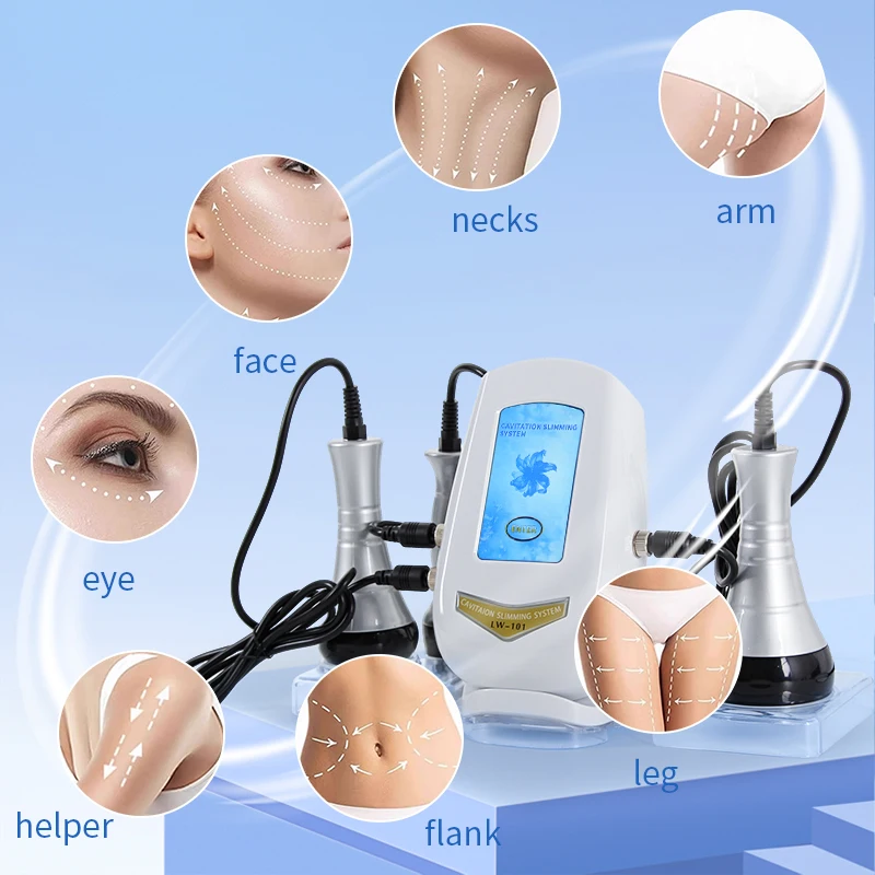 3 In 1 40K Cavitation Machine Ultrasonic Body Slimming Beauty Machine Lipo Mini RF Fat Burning Face Care Skin Tightening Device