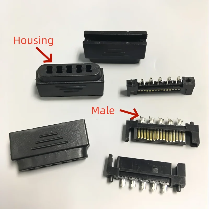 2 sets DIY Solding SATA Male Housing Connector Sata 15Pin Adapter for PC Computer Hard Disk Power Cable DIY