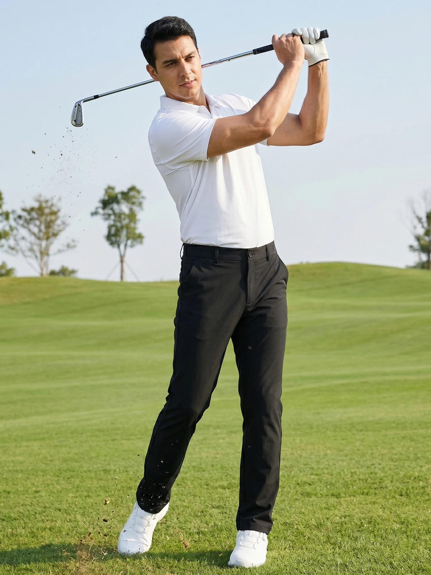 Men's Casual Golf Pants, Stretch Slim Straight Lightweight Quality Business Pants Golf Sports Trousers 30-34 Inseam Length