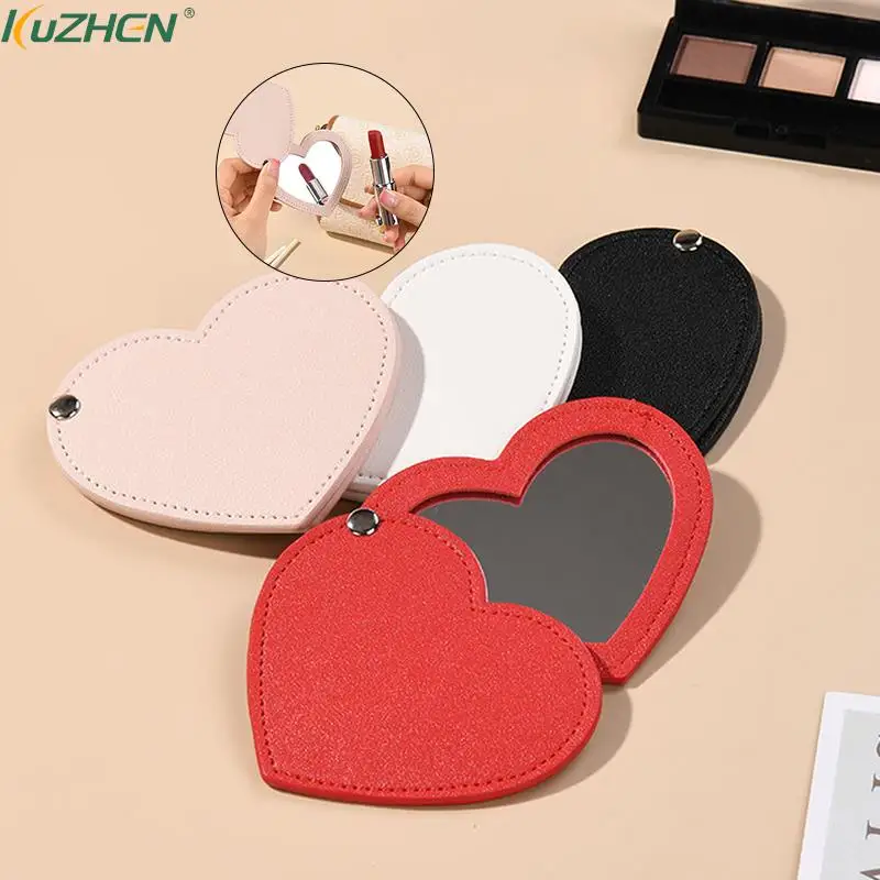 Love Round Heart Stainless Steel Ultra-Thin Personalised Portable Metal Makeup Mirror Handheld Mini Small Mirror Cosmetic Tools