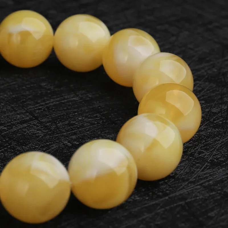 Russian Beeswax Bracelet Mineral Amber White Honey Demon Flower Bracelet Male and Female Lovers Couple Bracelets Beads