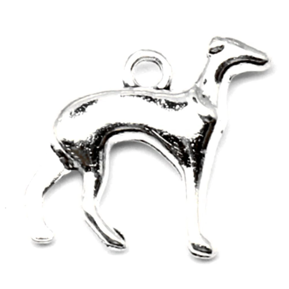 Dog Charms Pendant Accesori Jewellery Making Supplies 19x20mm 5pcs Antique Silver Color