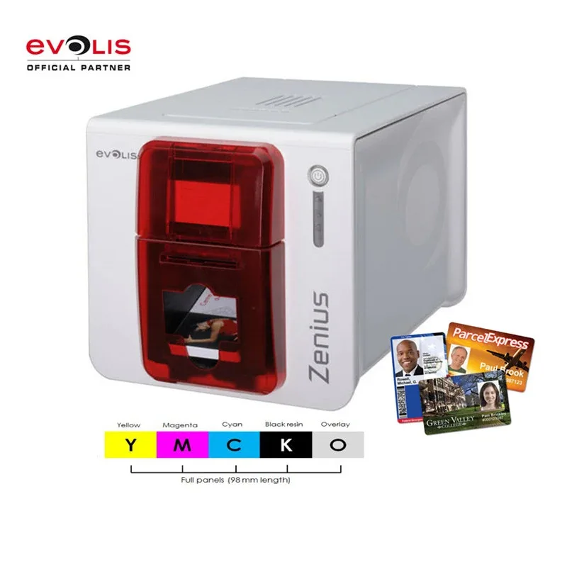 الأصلي Evolis Zenius سطح المكتب طابعة بطاقات PVC معرف آلة طباعة ملونة التسامي الوصول شارة IC صور Vip بطاقات قابلة لإعادة الكتابة