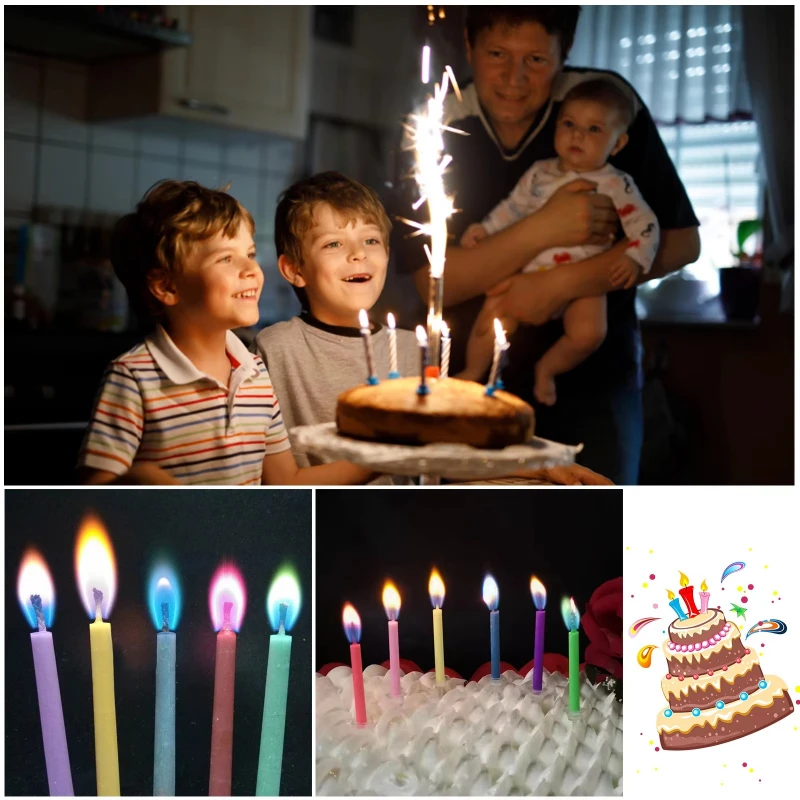 1-4box Birthday Candles 6/12 Pieces Multi-Color Cake Cupcake Candles with Holders for Children Holiday Party Decor