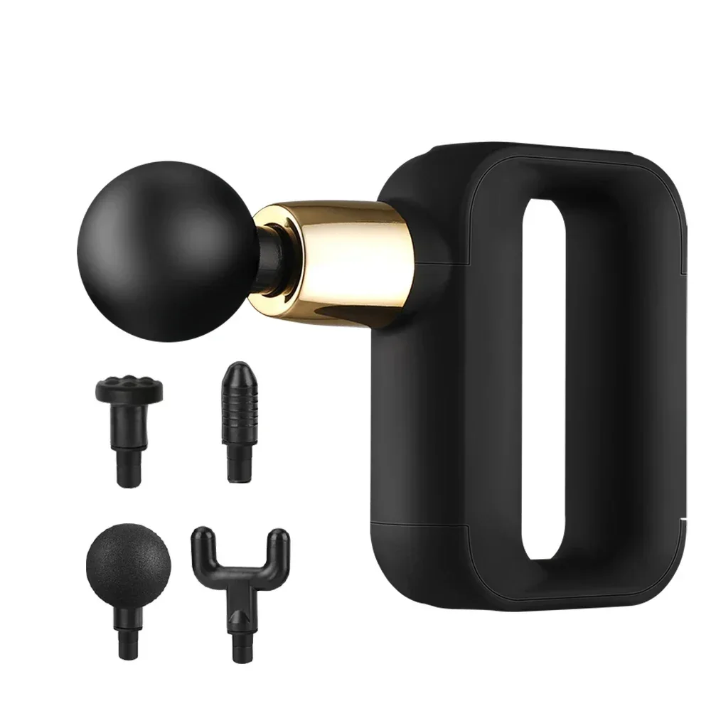 Новый мощный двигатель с многоступенчатой регулировкой силы, большая емкость аккумулятора, мини-массажный пистолет с 4 головками для мышечной фасции