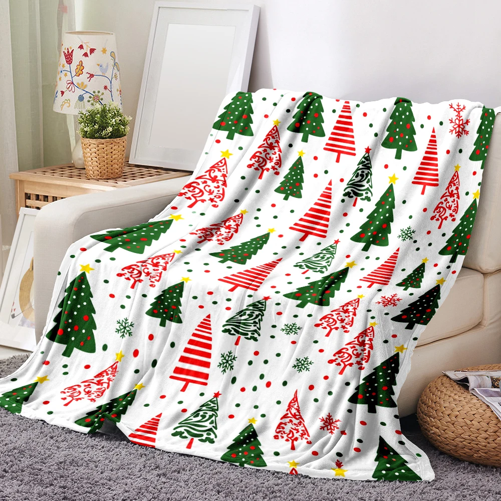 1PC Christmas Tree Print Blanket — Made of soft, comfortable flannel, perfect for sofas, beds, or recliners. A festive choice fo