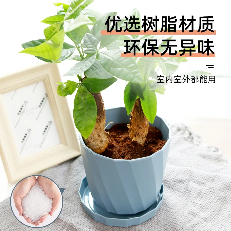 White Resin Plant Pot, Light Luxury Imitation Ceramic Planter for Succulent Kalanchoe Pothos Home Use
