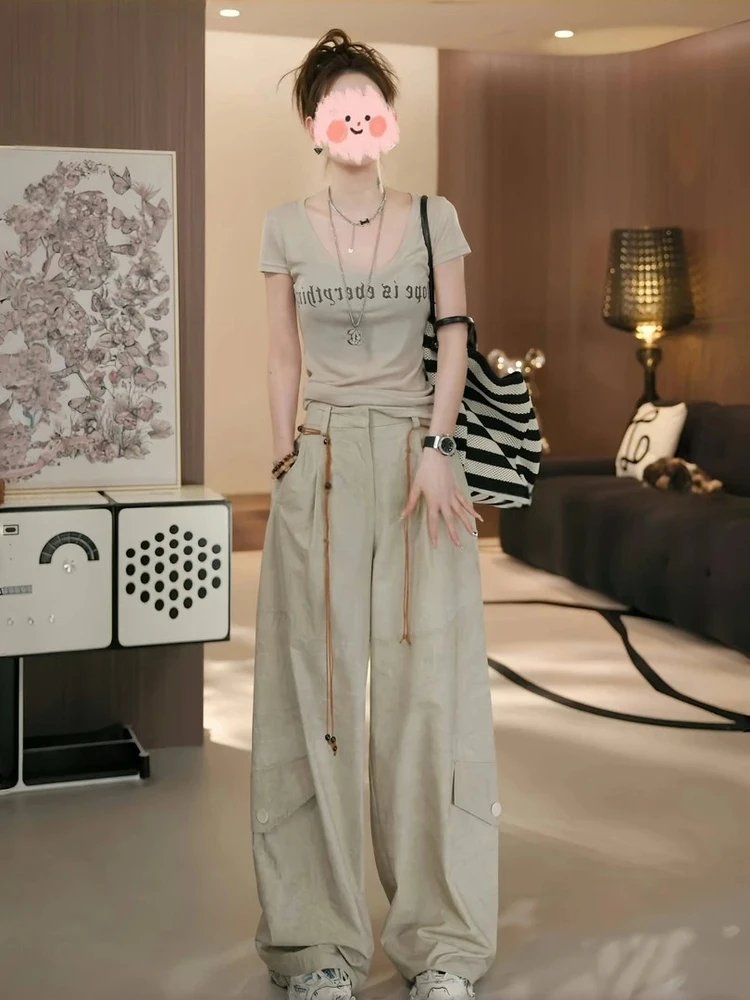Faionable T-shirt ort Sve stampata casual e pantaloni da lavoro a gamba larga Set due pezzi Estate 2025 Nuovo arrivo Donna Ens...