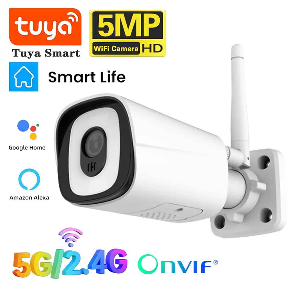 

Tuya 2.4G/5G WiFi Camera Indoor Outdoor 5MP Home Surveillance IP Cameras Security Protection CCTV Bullet Cam Auto Tracking Onvif