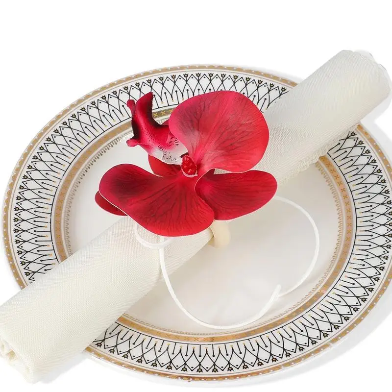 Wooden Napkin Rings With Subtle Orchid Texture Nordic Style For Wedding Catering Services And Hotel Dining Table Decor