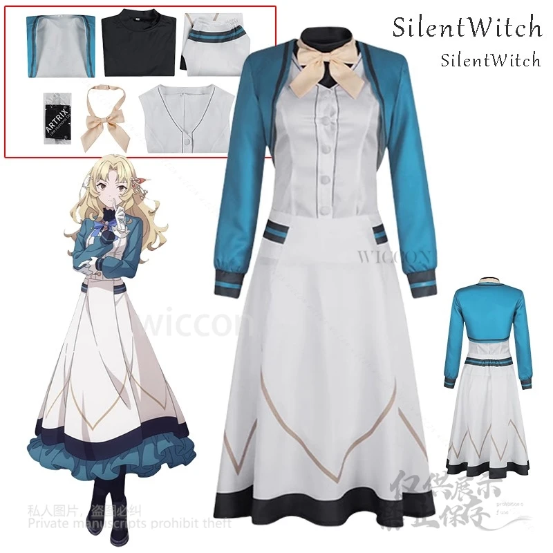 

Anime Silent Witch Monica Cosplay Everett Costume Wig Coat Dress Vest Bow Tie Socks Full Set Women Outfits Role Play Customized