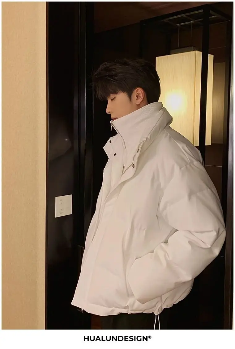 New Fake Two Piece Warm Coats Men Winter Loose Cotton-padded Jackets Men's 2026 Solid Color Pockets Overcoats C919