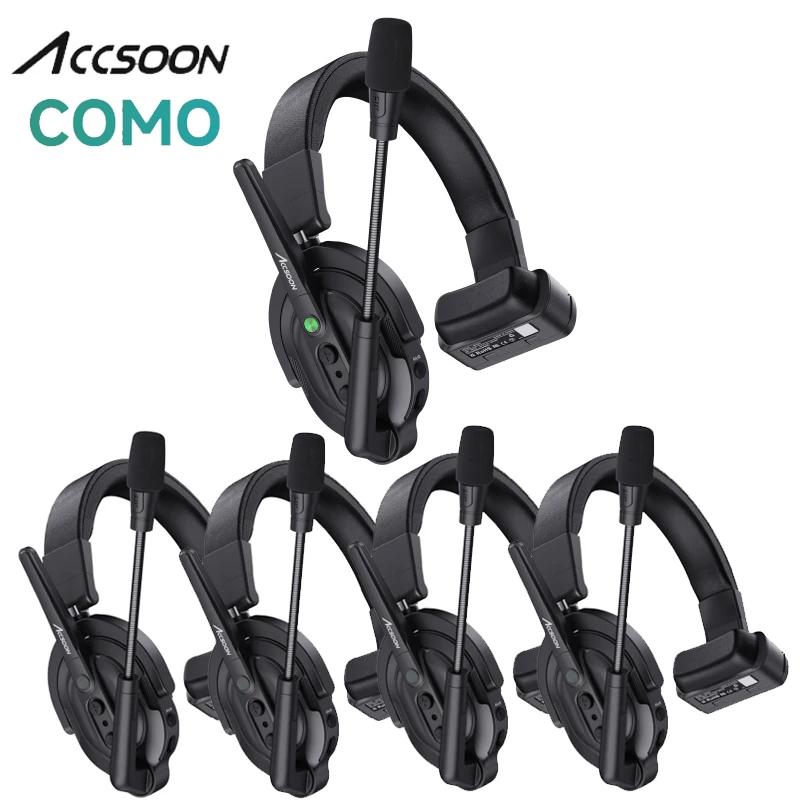 ACCSOON COMO-Sistema de intercomunicação sem fio, headsets remotos, redução de ruído, microfone sem fio, comunicação equipe expandida, 400m