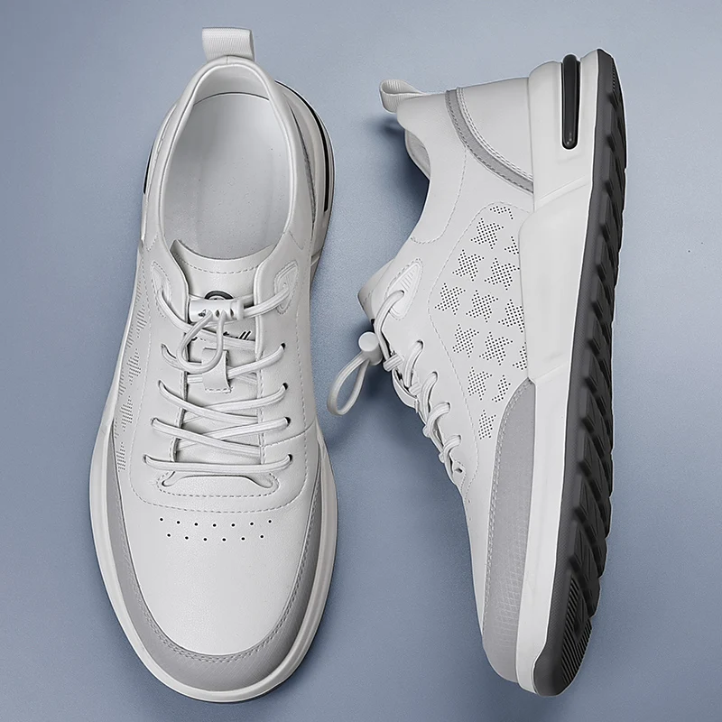  حذاء رياضي برباط للرجال 2025 - جزء علوي من الجلد، نعل مكتنز مع زيادة الارتفاع، مسامي ومريح، متين وغير قابل للانزلاق، عصري #3