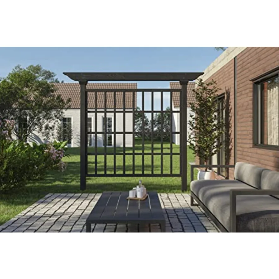 

80 inch by 90 inch Wildwood Cedar Wood Trellis and Privacy Screen Charcoal Grey Black FSC Woodgrain Pre-Stained VA68901