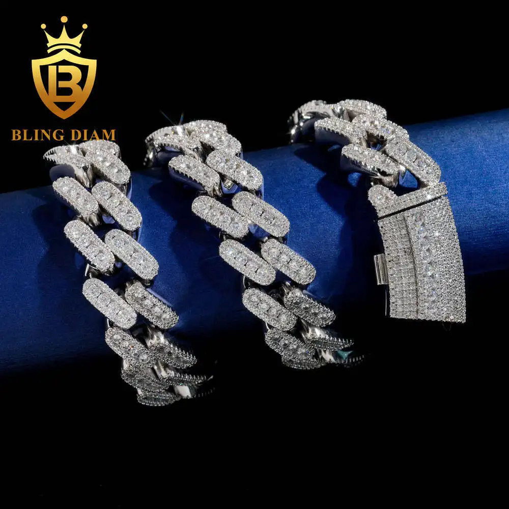 Big Size 20mm Width Luxury Moissanite Cuban Link Chain for Men Special Design Hip Hop Real Moissanite Cuban Link