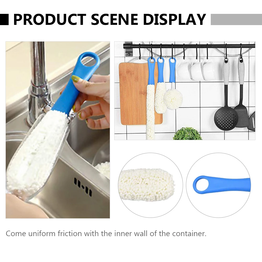 

3 Pcs Cleaning Brush Set for Cups Wine Glass Goblet Jar Detergent Tools Eco friendly Foam Body Lightweight Plastic H Reusable