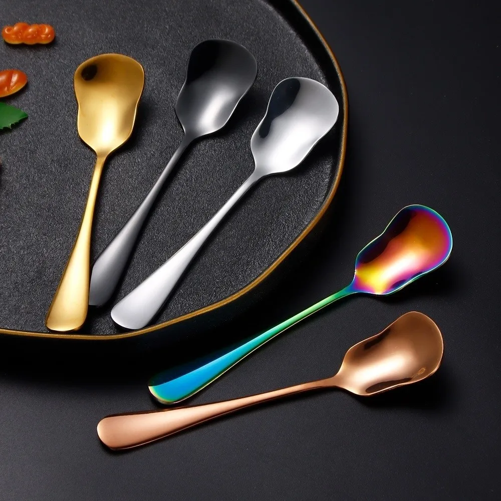 High Quality Portable Dessert Spoon Stainless Steel Short Handle Coffee Spoon Salad Spoon