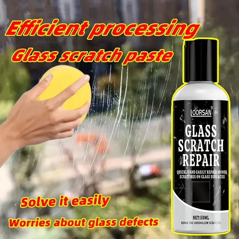 Glass Scratch Repair Paste,Suitable for Car Windshield and Home Bathroom Glass,Easily Fix All Scratches,Effective and Convenien