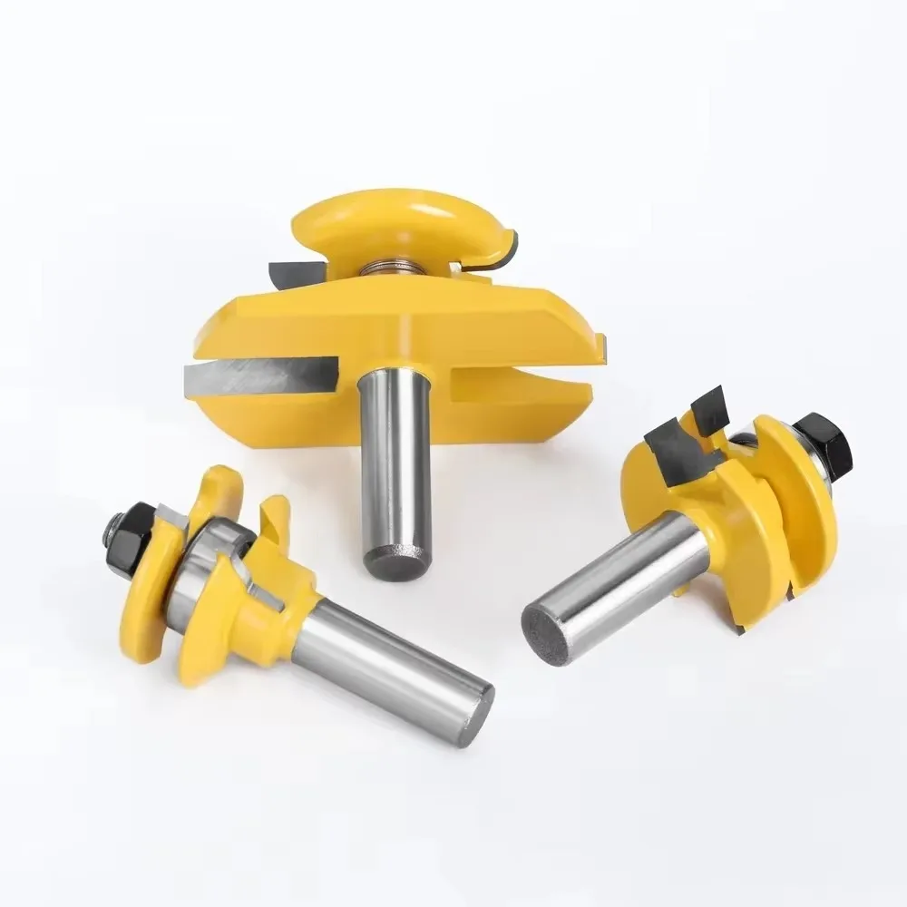 3PC 1/2" 12.7MM 12MM 생크 밀링 커터 목공 조각 오지 레일 & 스타일 백커터 라우터 비트 패널 라이저 목재 세트 테논 비트