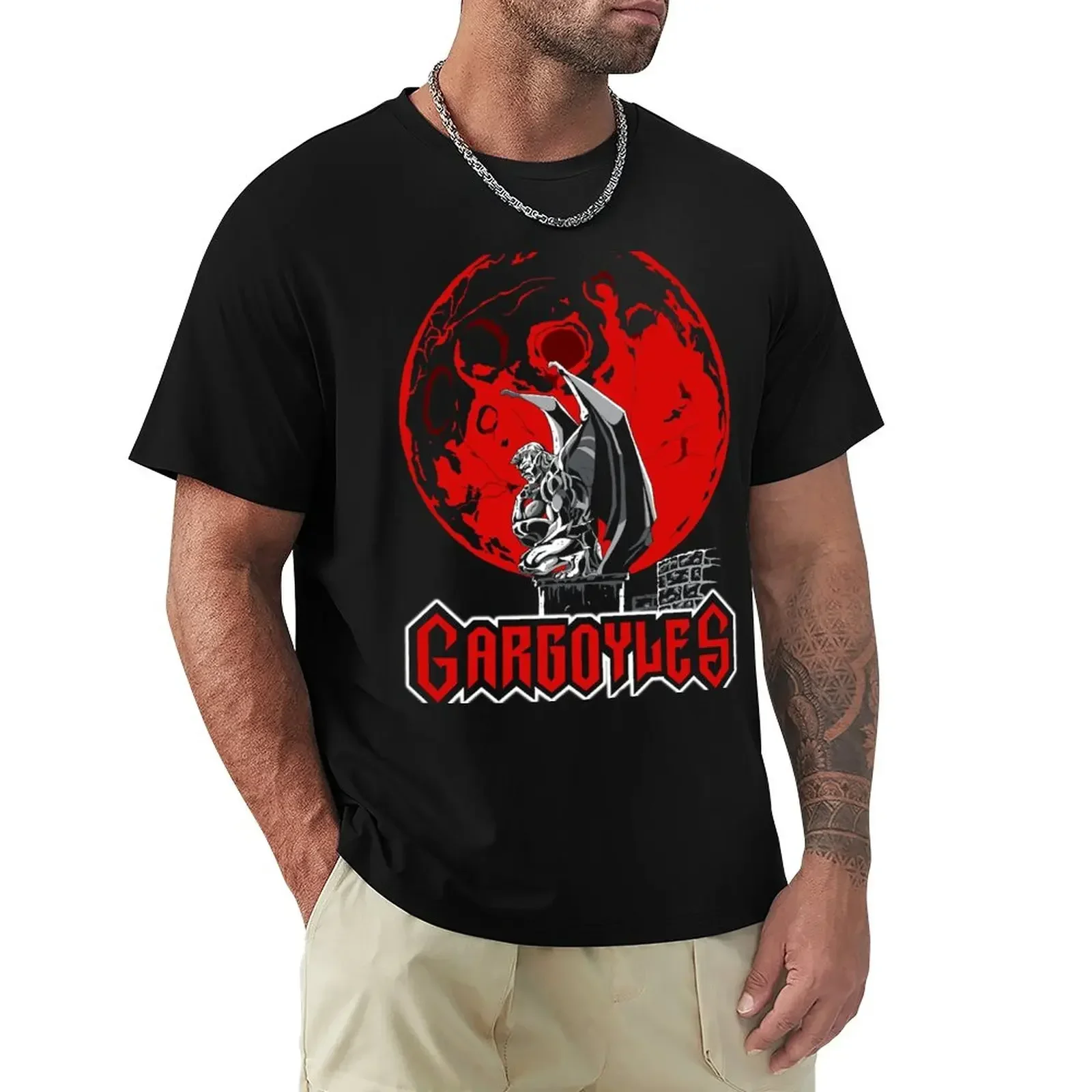 Gargoyles red T-Shirt blanks anime summer tops fruit of the loom mens t shirts